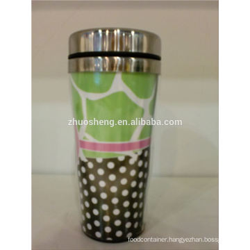 new design 2015 fancy wholesales double wall travel mug plastic auto mug stainless steel mug tumbler with handle